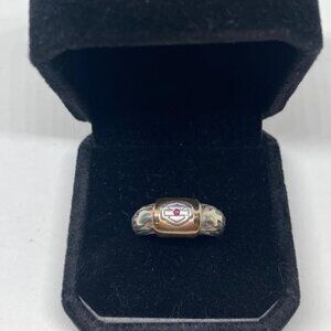 Harley Davidson Sterling Silver 10k Gold Ruby Ring Size 5